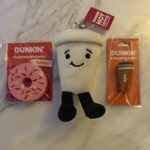 Dunkin' Coffee Cup Plush Keychain - White and Black